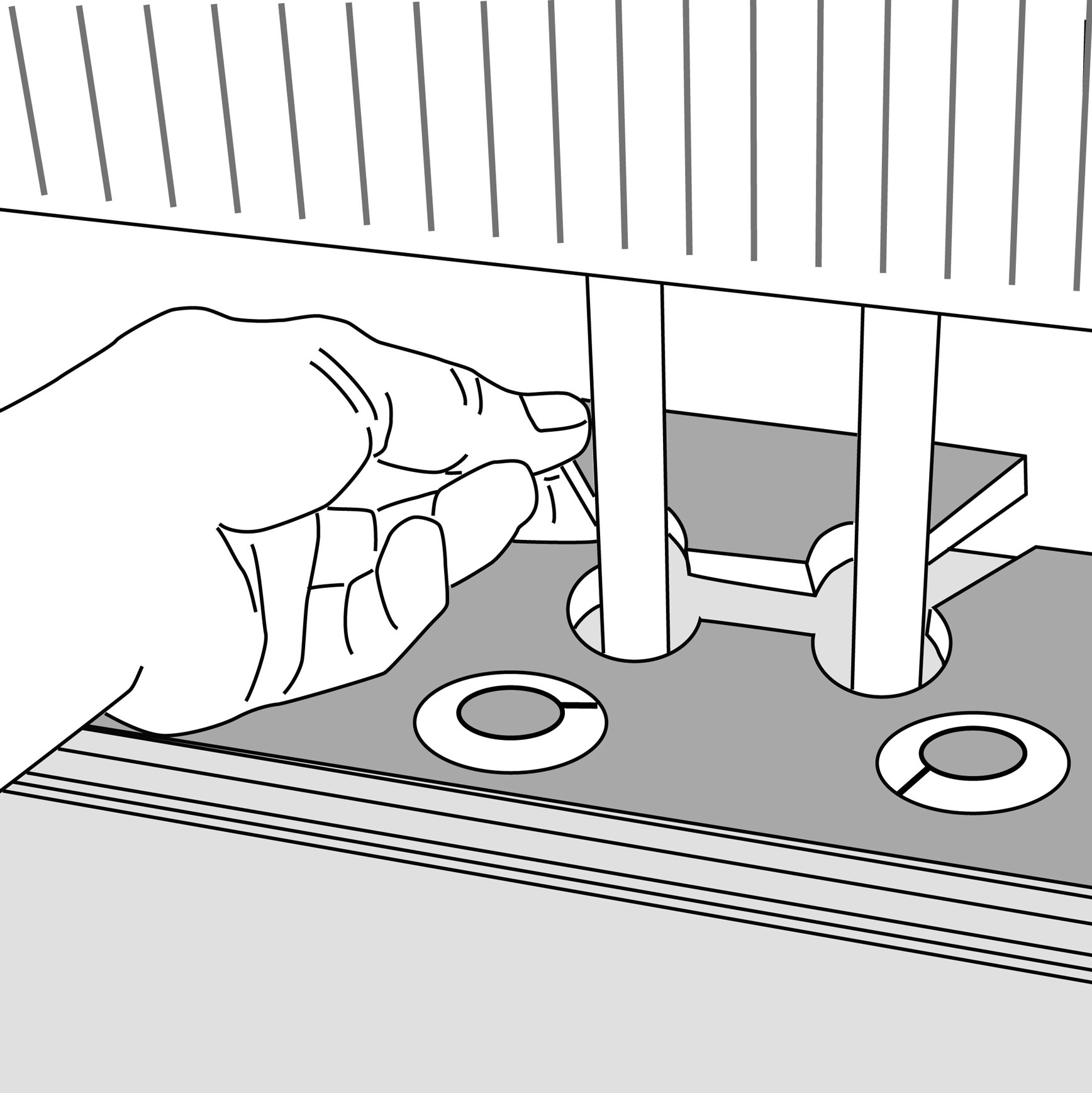 Schritt 8 Verlegung an Heizungsrohre Parkett für Heizungsrohre zuschneiden