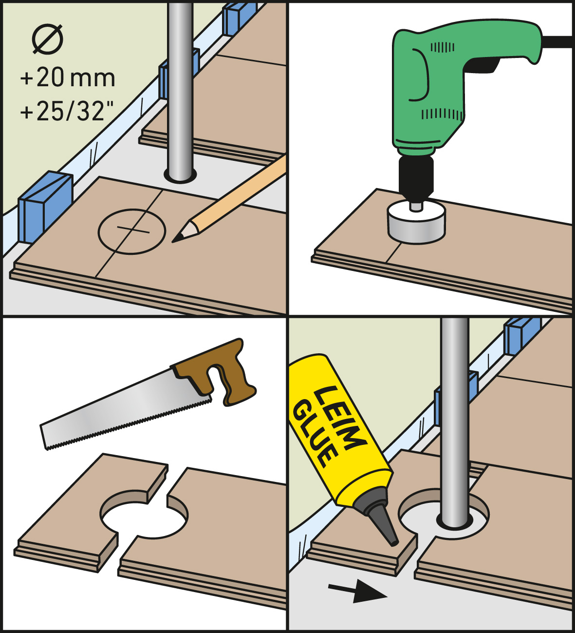 Laminat an Heizungsrohren verlegen Laminat an Heizungsrohren verlegen