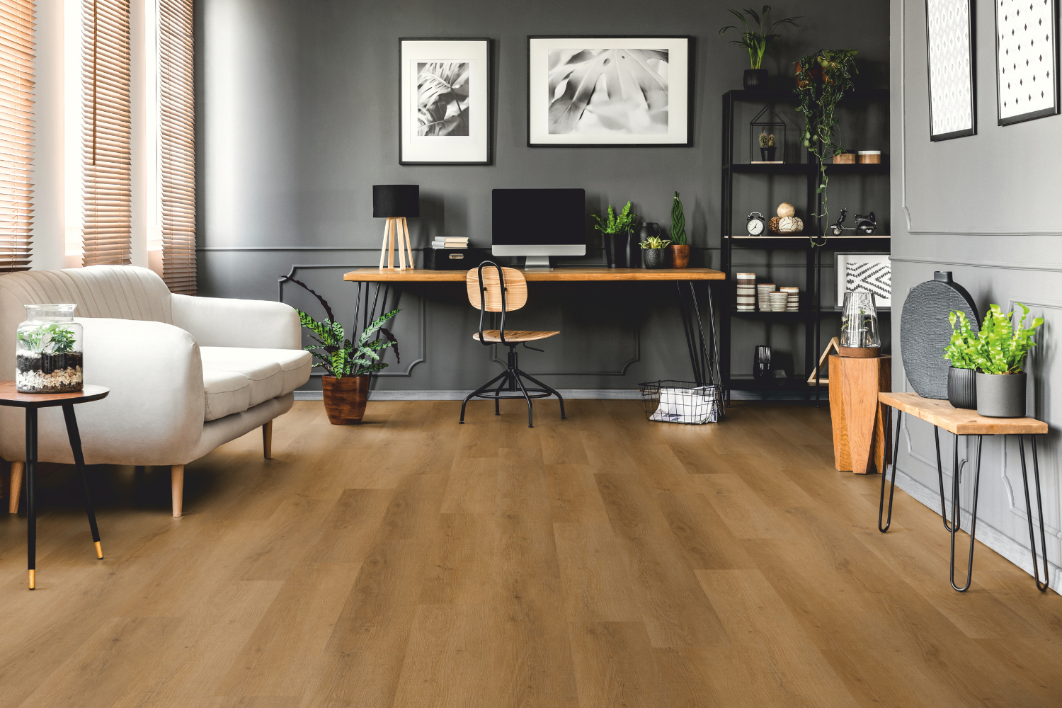 Landhausdiele in Roteiche im Wohnzimmer