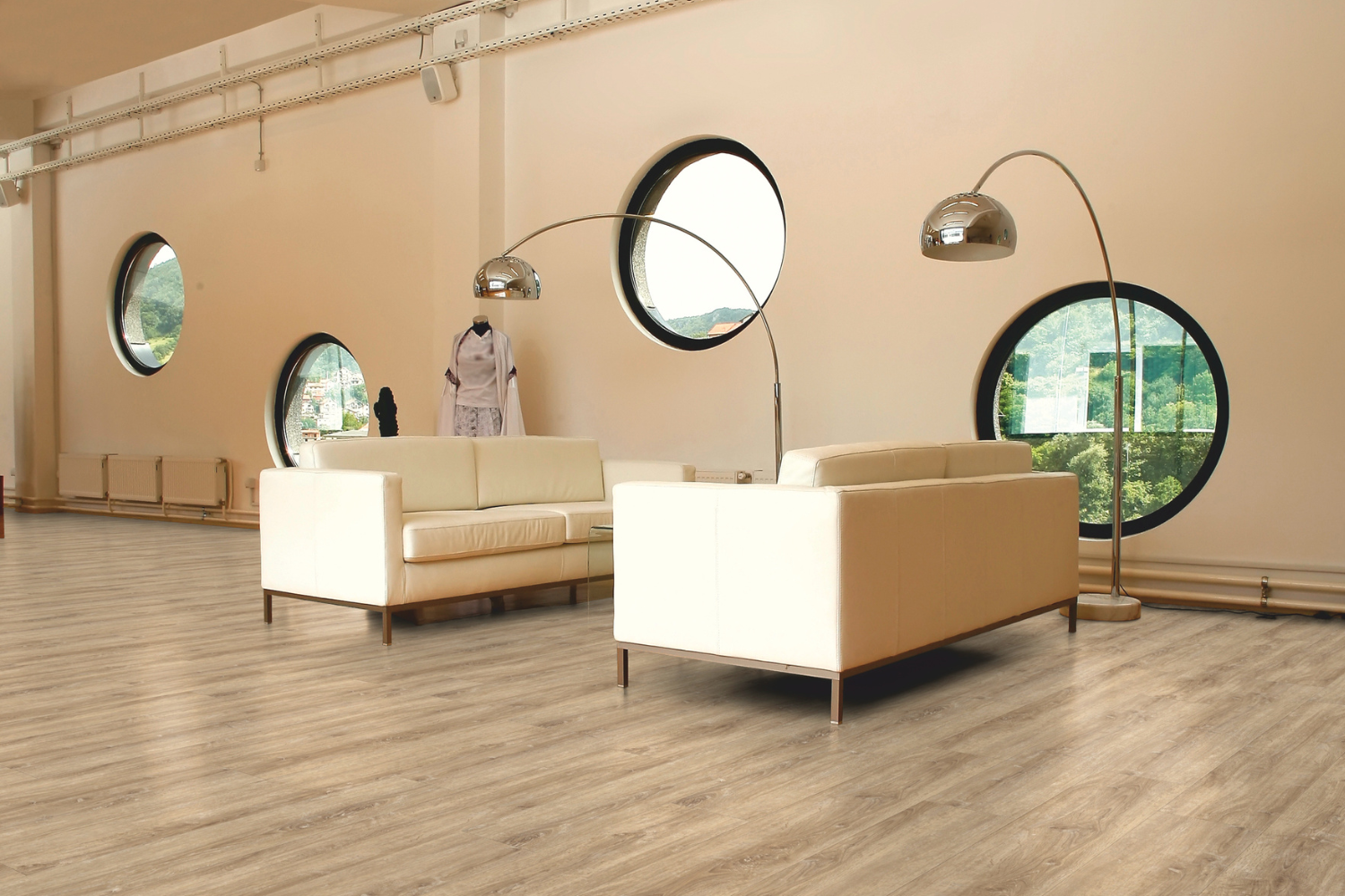 Landhausdiele Eiche vintage hell im Wohnzimmer